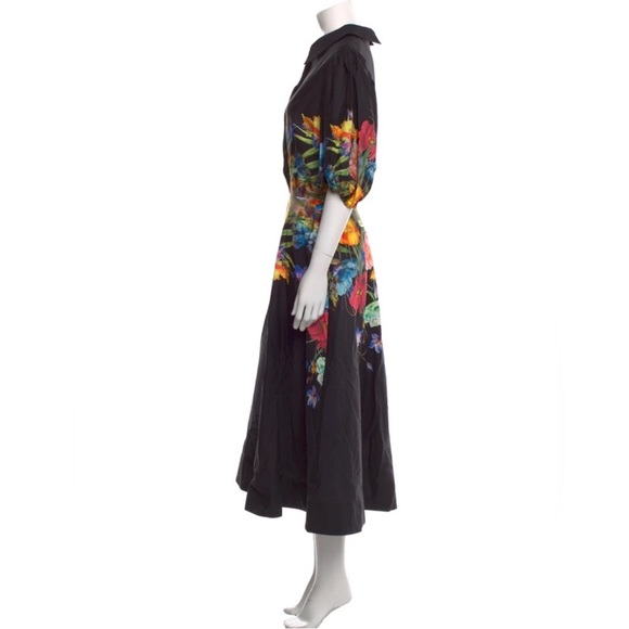Rickie Freeman for Teri Jon Black Floral Midi Dress Size 12 - Picture 3 of 12